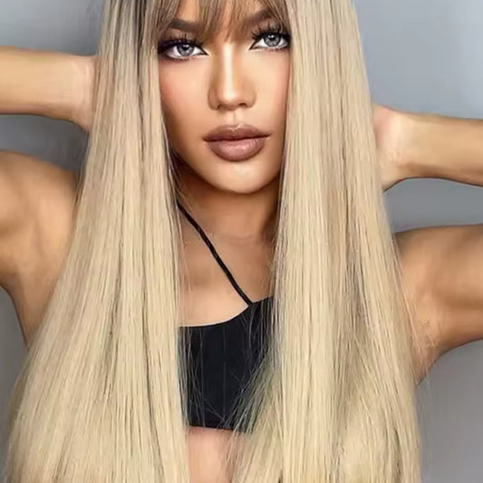 Long Straight Synthetic Blonde Wig