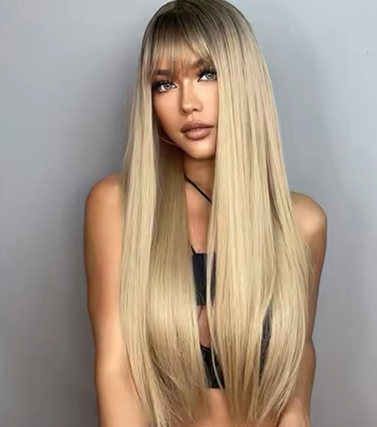 Long Straight Synthetic Blonde Wig