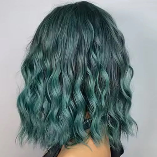 Green Water Wave Bob Wig with Bangs